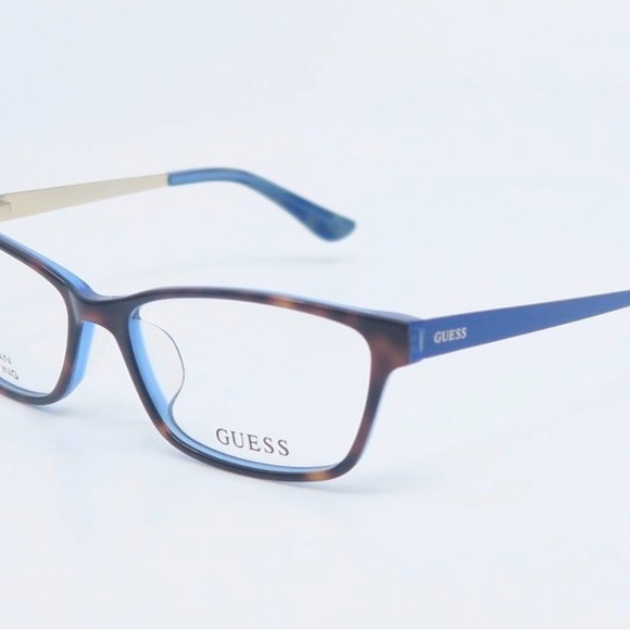 New- 🌸GUESS Women's Tortoiseshell Frames with Blue Temple Tips and Red Case - Picture 3 of 8